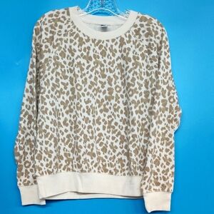 Old Navy Cream and Brown Animal Print Sweater